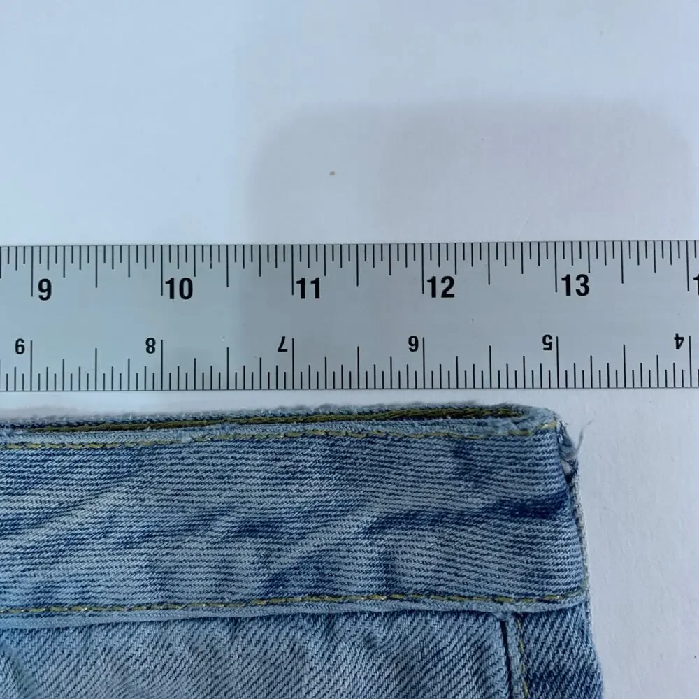 Farm Rio S Womens Distressed Cut Off Denim Short One Back Pocket Boho Coastal